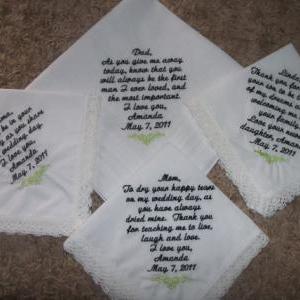 Custom Set Of 4 Wedding Handkerchiefs.