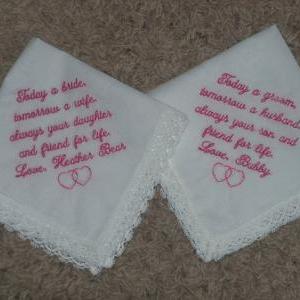 Set Of 2 Personalized Wedding Handkerchiefs To..