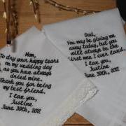 Personalized Wedding Handkerchief For Mom and Dad. Great Keepsake Gift.