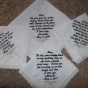 Custom Set of 4 Wedding Handkerchiefs.