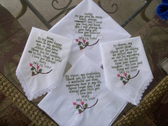 Custom Set Of 4 Wedding Handkerchiefs.