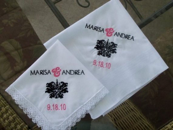 Personalized Wedding Handkerchief For Mom And Dad. Great Keepsake Gift.